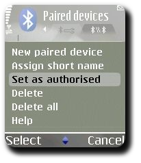 PyS60 Bluetooth HOWTO, Mobile screenshot #3