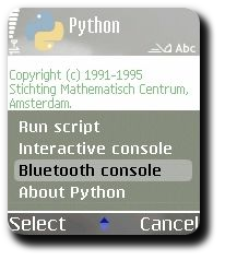 PyS60 Bluetooth HOWTO, Mobile screenshot #4